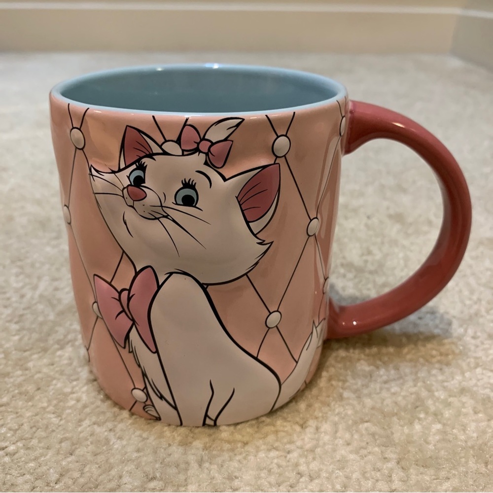 Disney Aristocats Marie Cat 3D Pink Blue Ceramic Coffee Tea Cup Mug 16 Fl Oz